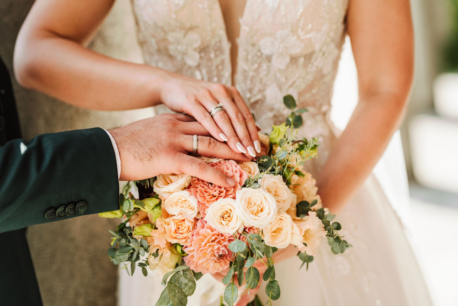 Bride and groom's hands